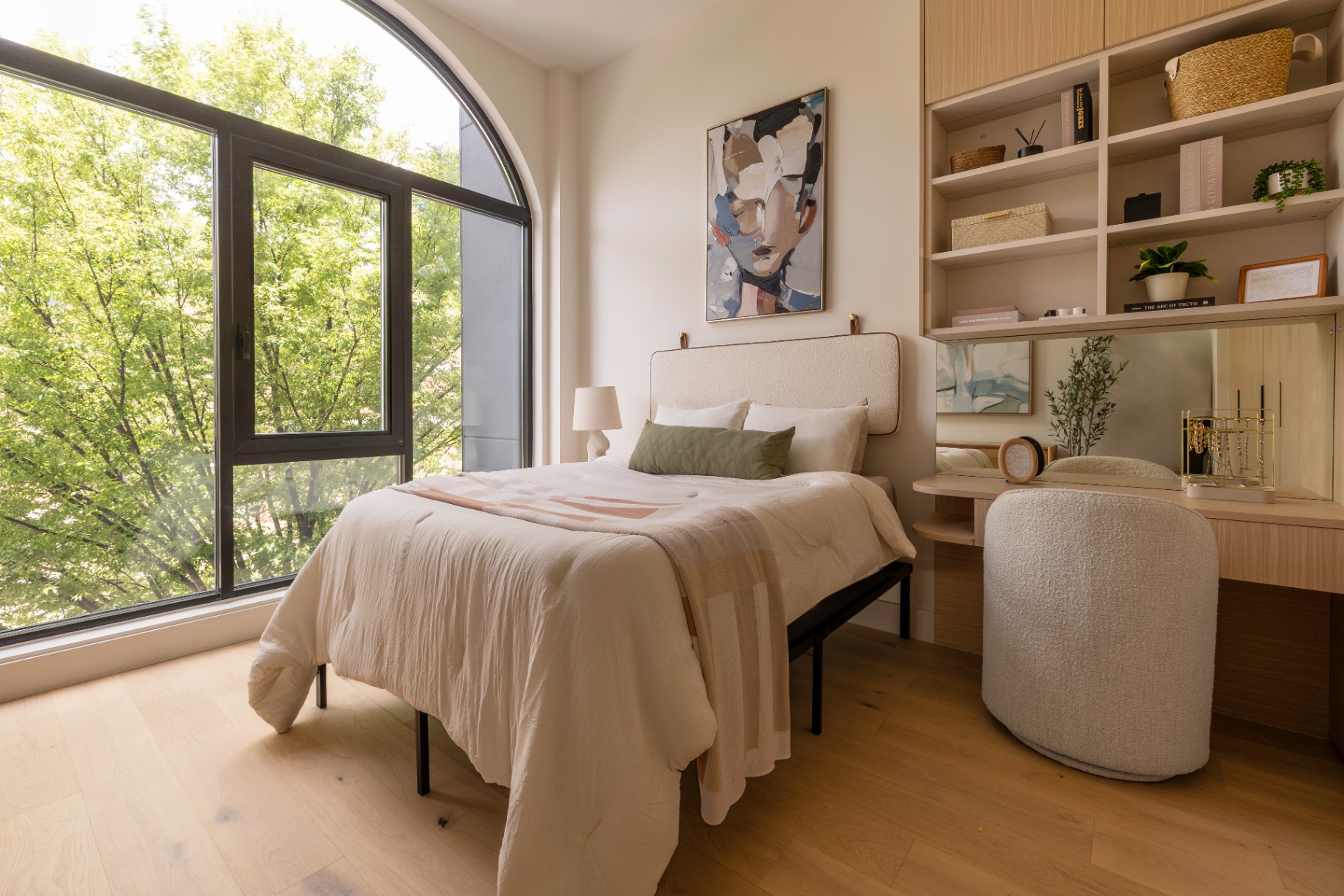 Residence 3A bedroom with arched window