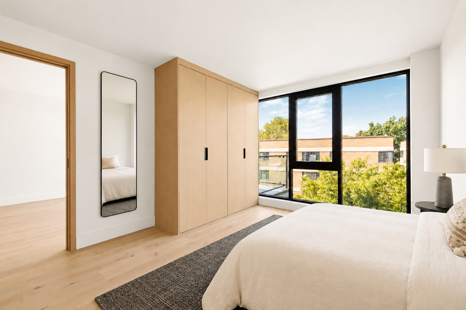 Residence 4A bedroom with floor-to-ceiling windows