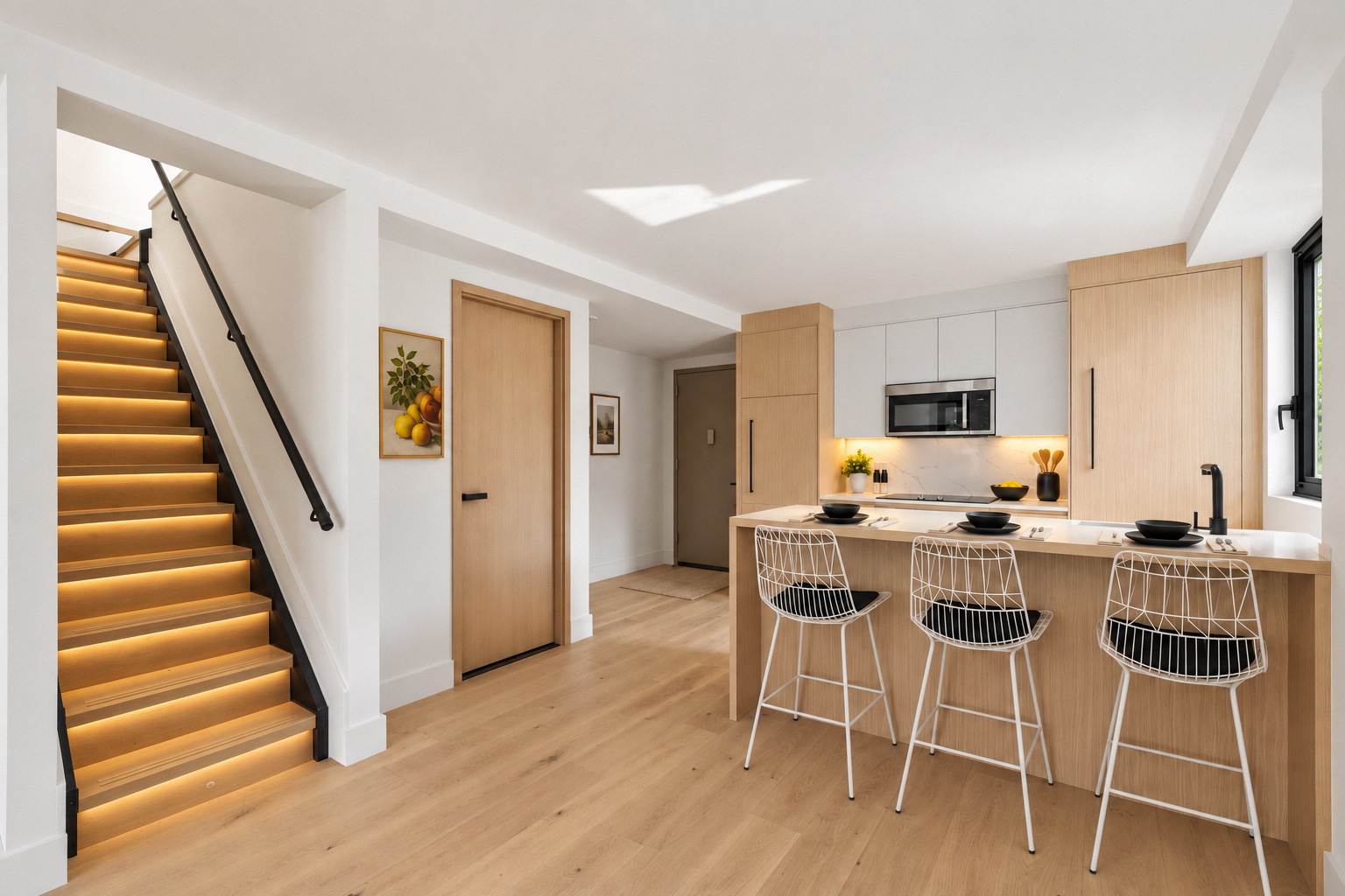 Residence 4A kitchen and staircase