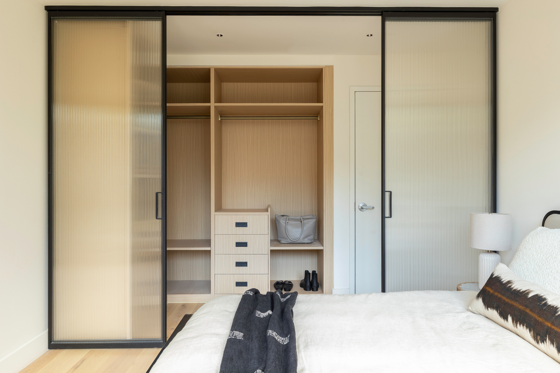 Residence 2B bedroom wardrobe with frosted glass doors