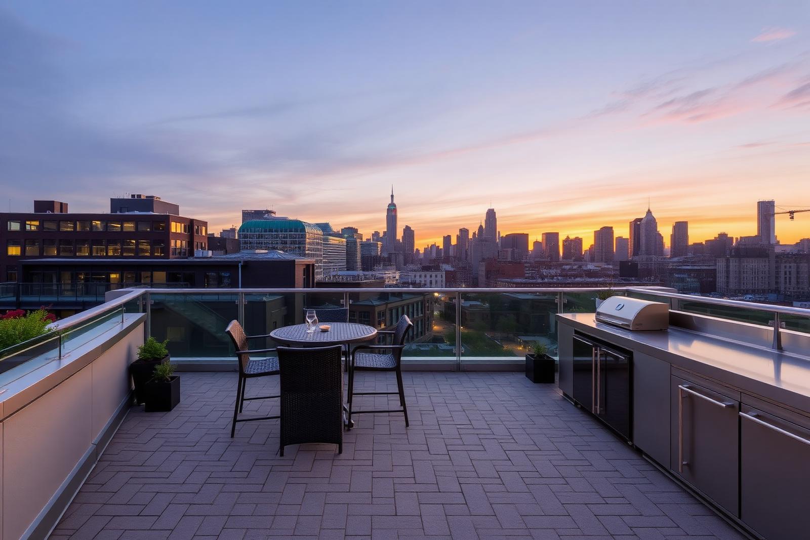 Rooftop terrace with skyline views